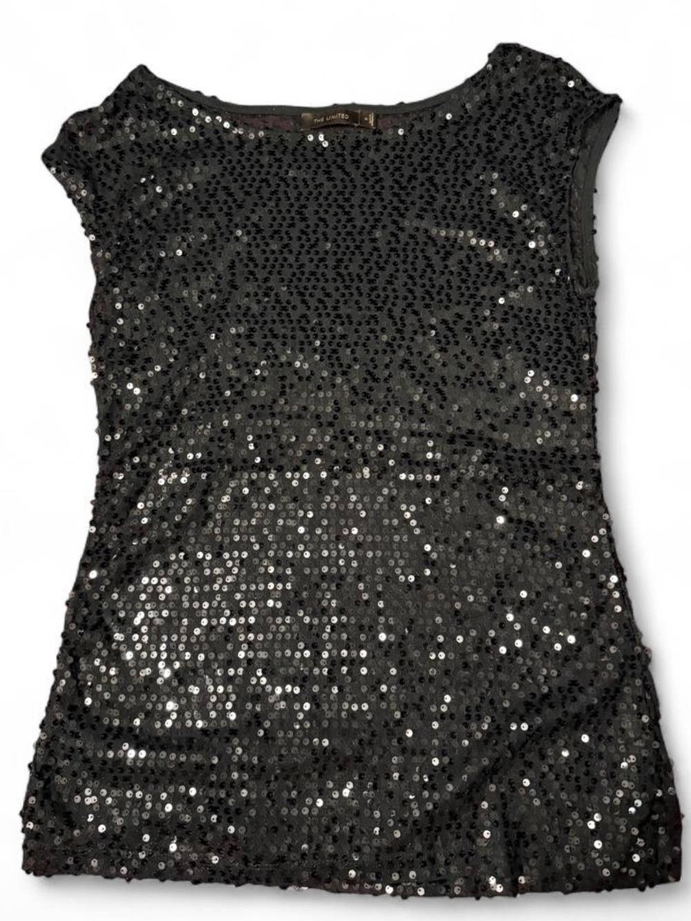 The Limited Black Sequin Short Sleeve Top